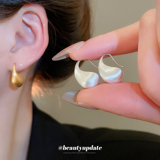 A廠【HE26389】歐美簡約拉絲豆豆水滴耳環輕奢高級感耳環時尚百搭耳飾設計感小眾 25.05-2