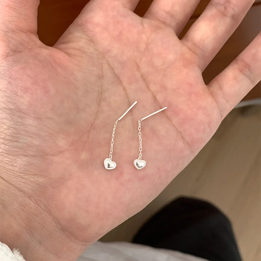 F廠【DQ10712E】足銀999精緻愛心耳線女甜美ins高級感心形純銀百搭耳環耳飾潮 25.06-2