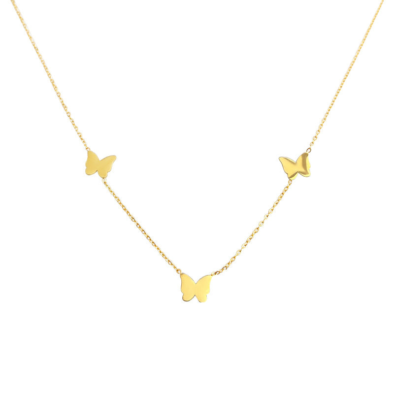 C廠【5668】高保色鍍18K真金蝴蝶304不鏽鋼項鍊歐美簡約時尚鎖骨鍊新款飾品女 25.03-1