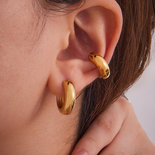 B廠【F589】歐美不鏽鋼精緻小巧時尚耳環簡約通勤百搭ins風耳飾鍍18k金 25.08-5