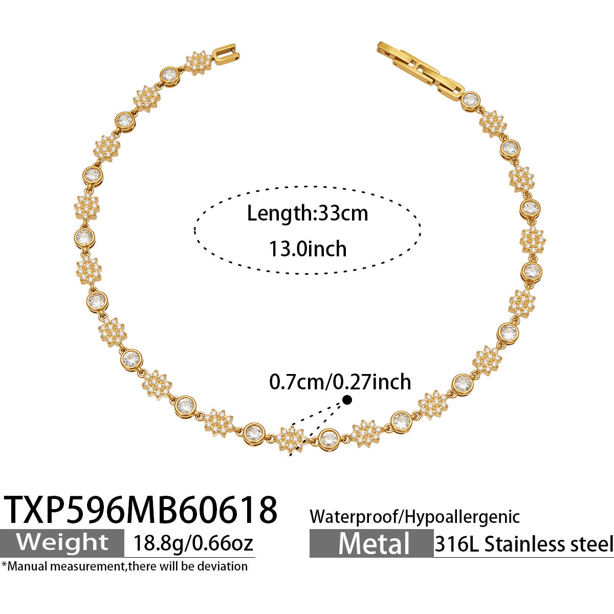 B廠【TXP594】歐美熱銷四葉花超閃滿鑽鋯石DIY多配件項鍊手鍊套組不鏽鋼鍍18k金
26.06-4