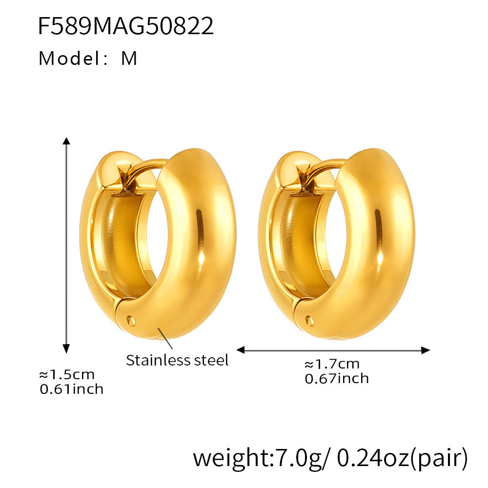 B廠【F589】歐美不鏽鋼精緻小巧時尚耳環簡約通勤百搭ins風耳飾鍍18k金 25.08-5