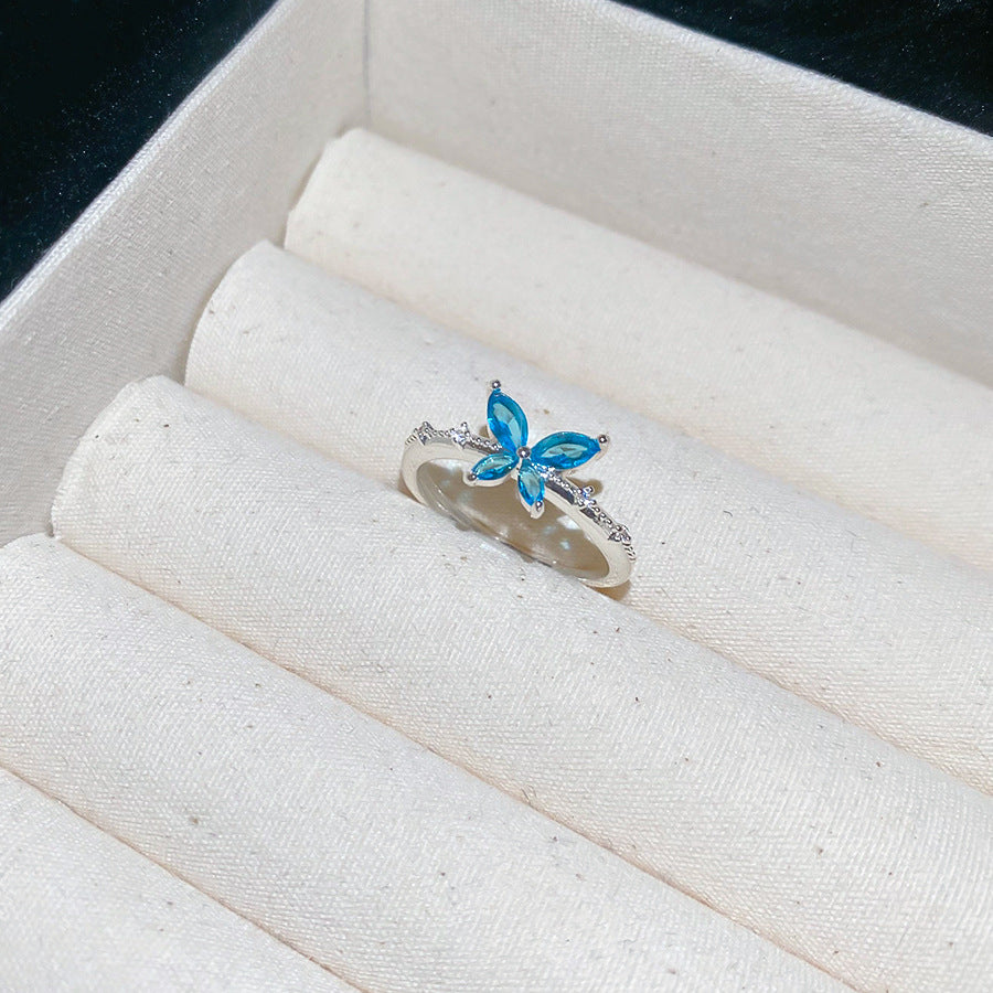 A廠【HR2600】鋯石蝴蝶開口戒指女輕奢高級感時尚百搭食指戒小眾設計感指環手飾 25.06-1