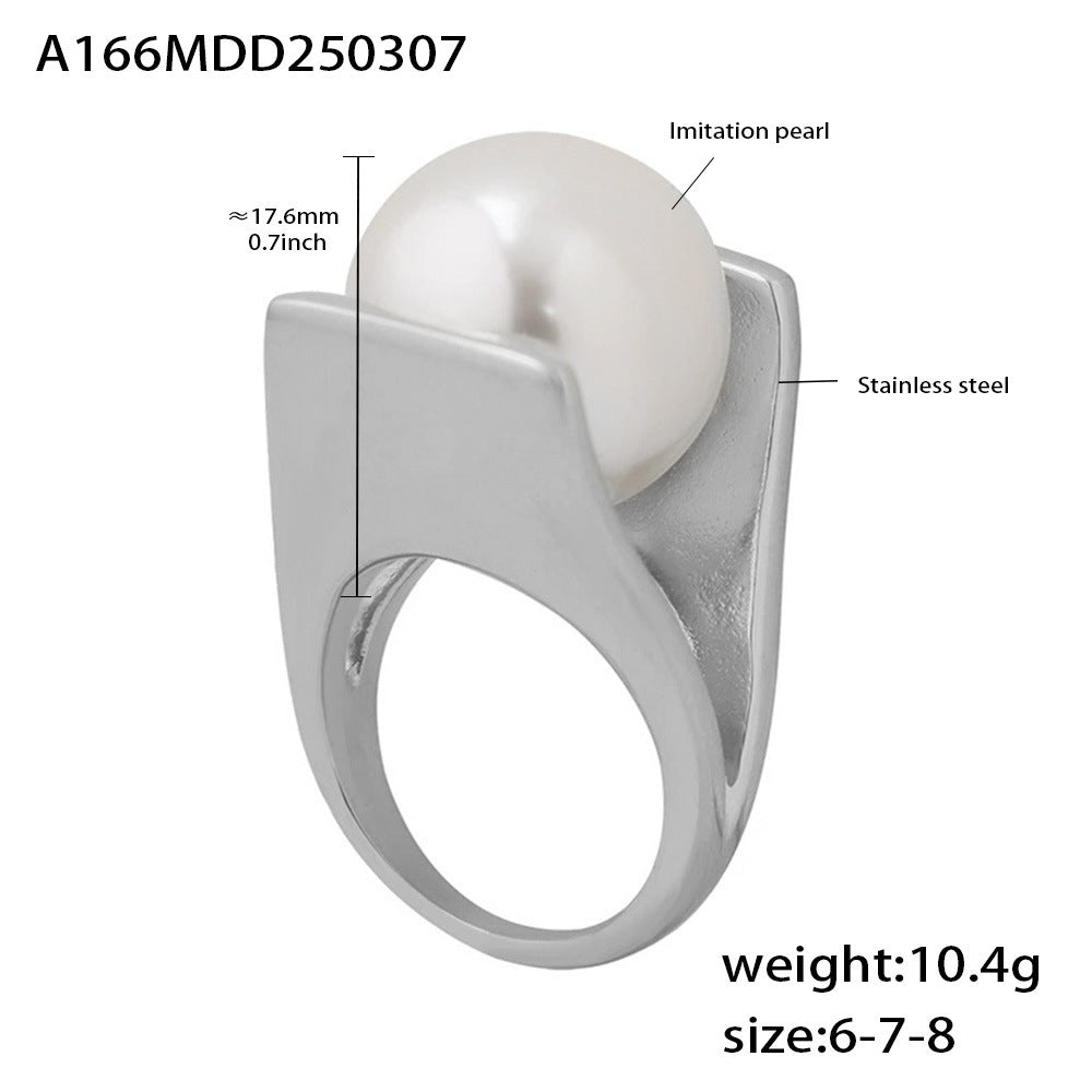B廠【P1330】精選貝珠項鍊小眾設計感串珠頸鍊耳環戒指鈦鋼飾品 25.04-2