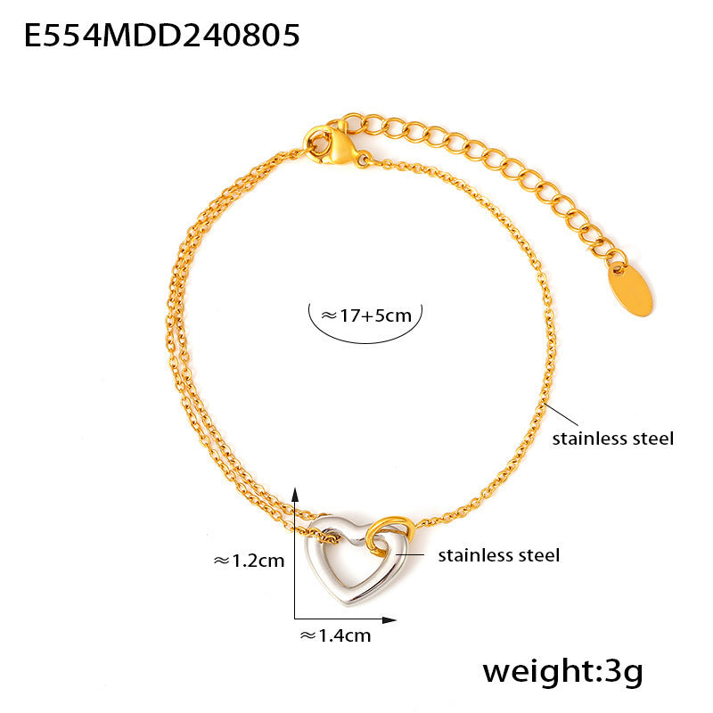 B廠【E554】Marka法式中空愛心手鍊不鏽鋼鍍18k真金簡約氣質跨國ins風手飾品 24.08-3