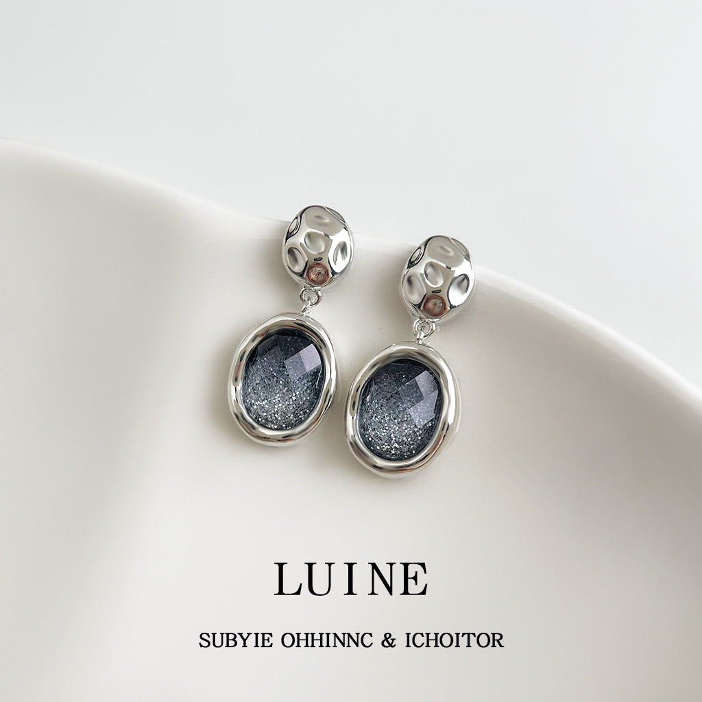 C廠【6944】時尚高級感925銀針星空幾何耳環女氣質簡約通勤百搭新款耳環
 25.10-4