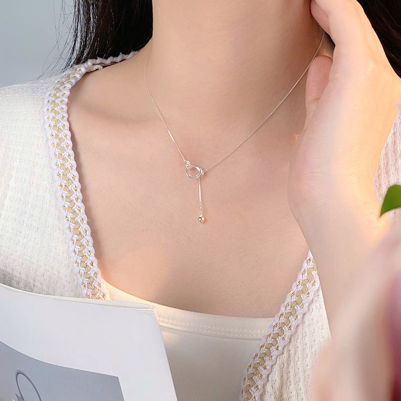 E廠【YC3928N】S925純銀ins風高級圓環相扣流蘇項鍊女百搭氣質爆項鍊 24.06-2