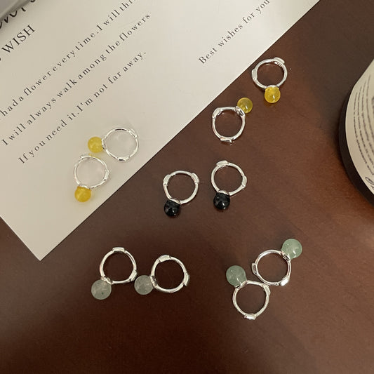 F廠【SE2413】925純銀韓版小眾設計感水晶耳扣女簡約氣質時髦小巧INS風耳飾 25.06-3