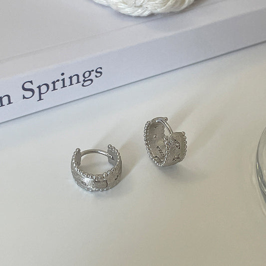 F廠【DQ11215E】S925純銀拉絲霧面耳扣星芒鋯石耳環女輕奢高級感通勤氣質耳飾
 25.10-3