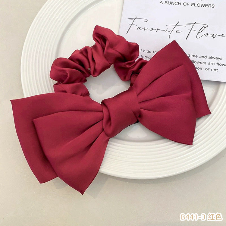 D廠【B441】在逃公主蝴蝶結大腸髮圈高級感緞面領結頭繩髮飾氣質紮馬尾髮繩 24.06-1「D廠-單筆結帳需滿,NT$600出貨(不含運費)」