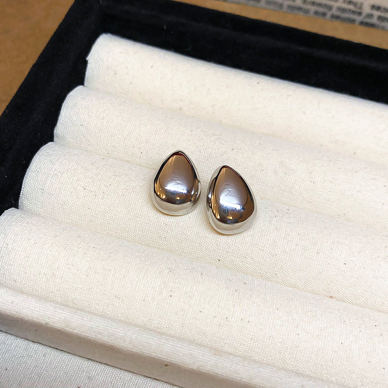 A廠【HE22734】真金電鍍925銀針簡約亮面水滴耳環網紅輕奢風耳環ins風精緻時尚耳飾 24.10-1