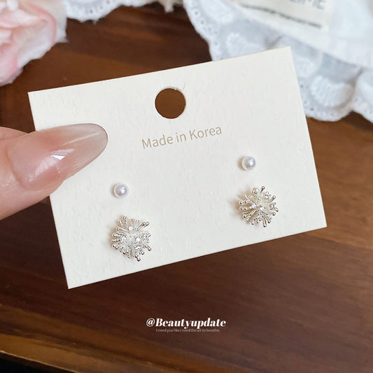 A廠【HE27415】四組925銀針煙火珍珠耳環時尚簡約小眾設計感耳環輕奢高級感耳飾女 25.06-4