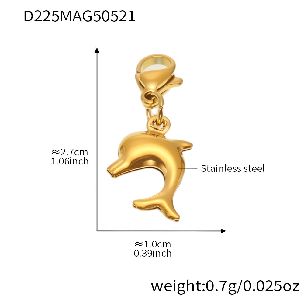 B廠【E636】海洋夏季沙灘風DIY配件海豚貝殼多元素手鍊不鏽鋼鍍18k真金 25.05-5