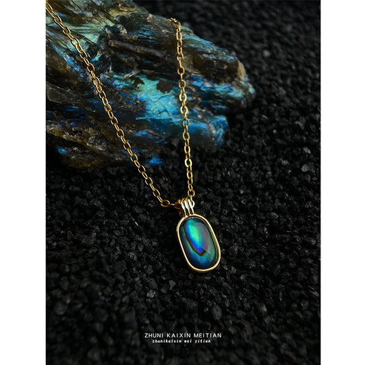 C廠【6613】鮑魚貝厚鍍真金強保色鎖骨鏈幾何長方時尚高級感氣質項鍊飾品
 25.08-5