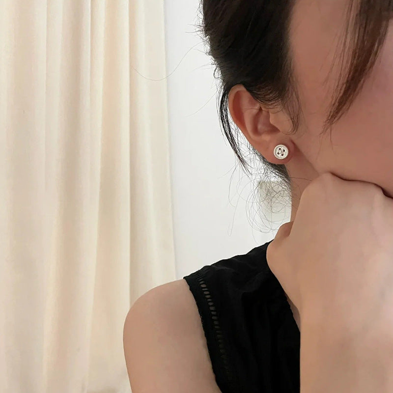 F廠【SE2417】S925純銀韓版小眾設計感紐帶耳環簡約時髦ins風百搭耳飾 25.05-5