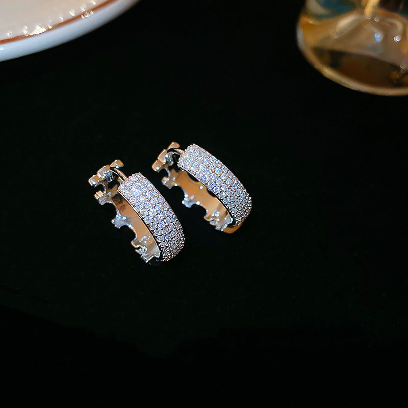 A廠【HE23606】真金電鍍鋯石C型耳扣冷淡風小眾百搭耳環時尚氣質耳環輕奢高級感 24.11-3