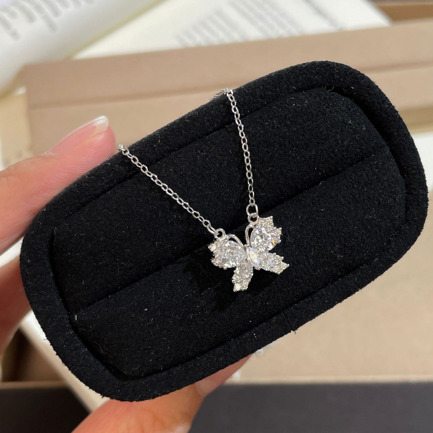 F廠【DQ0848N】S999純銀輕奢甜美閃鑽蝴蝶項鍊女氣質高級感鋯石百搭鎖骨鏈潮
 25.10-4