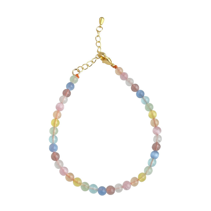 C廠【5625】玻璃猫眼石清新甜美多巴胺泫雅风彩色串珠项链ins小众锁骨颈链女 25.03-3