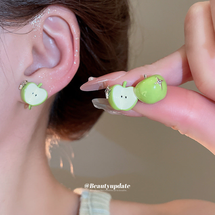 A廠 【HE26551】925銀針鋯石滴油蘋果耳環2025新款爆款耳環清新小甜美耳飾設計感小眾 25.05-4