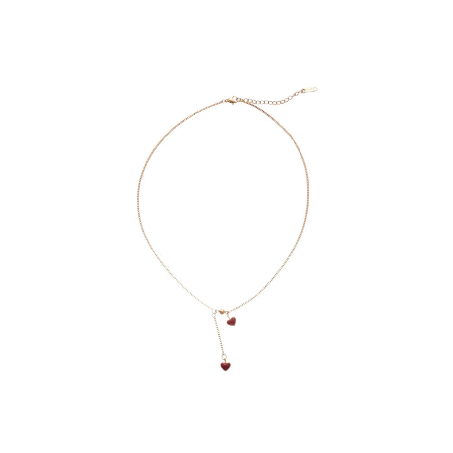 A廠【TN53】鈦鋼滴油愛心吊墜項鍊女新中式復古百搭鎖骨鏈輕奢高級感項鍊飾 25.05-5