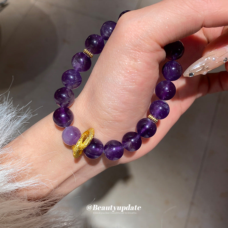 A廠【HB3456】新中式紫水晶蛇形纏繞串珠手鍊輕奢高級感水晶手串氣質百搭手飾女 25.01-4