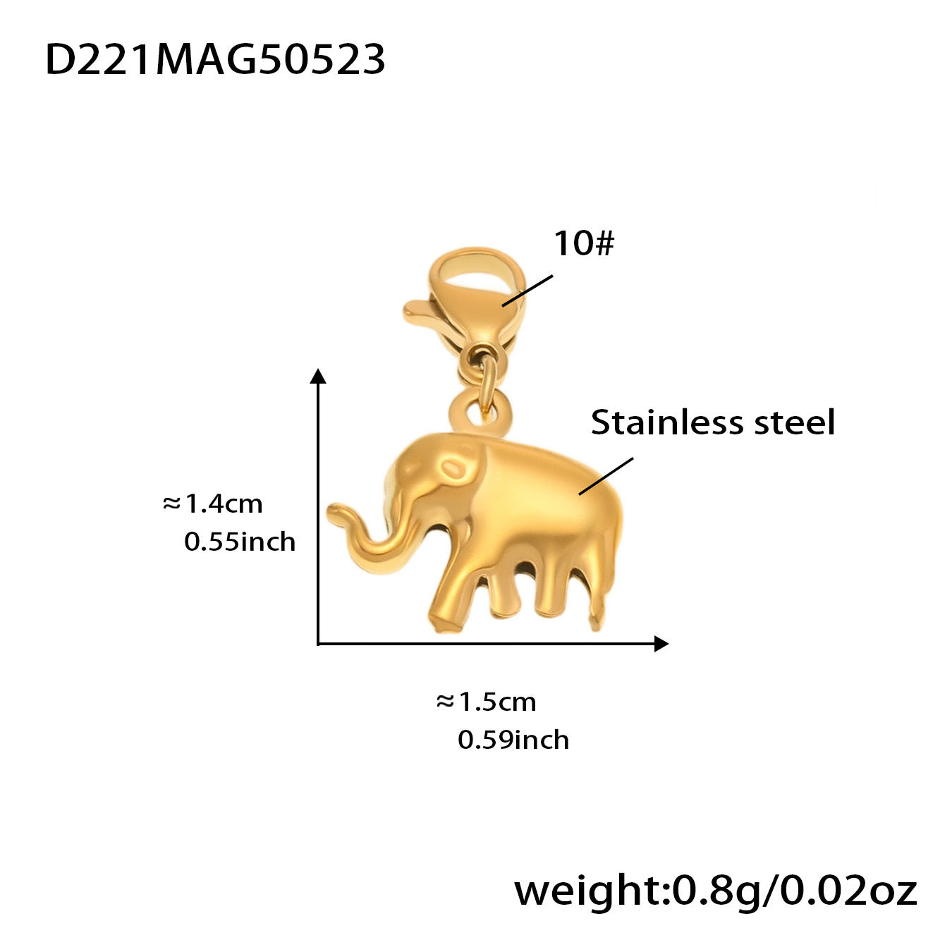 B廠 【E637】新款不鏽鋼大象花朵多配件空心DIY手鍊鍍18k真金不掉色飾品 25.06-1