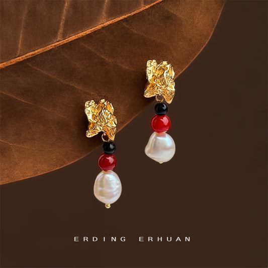 C廠【6706】巴洛克淡水珍珠異形液態不規則設計師原創手工新款耳環耳環
 25.09-1