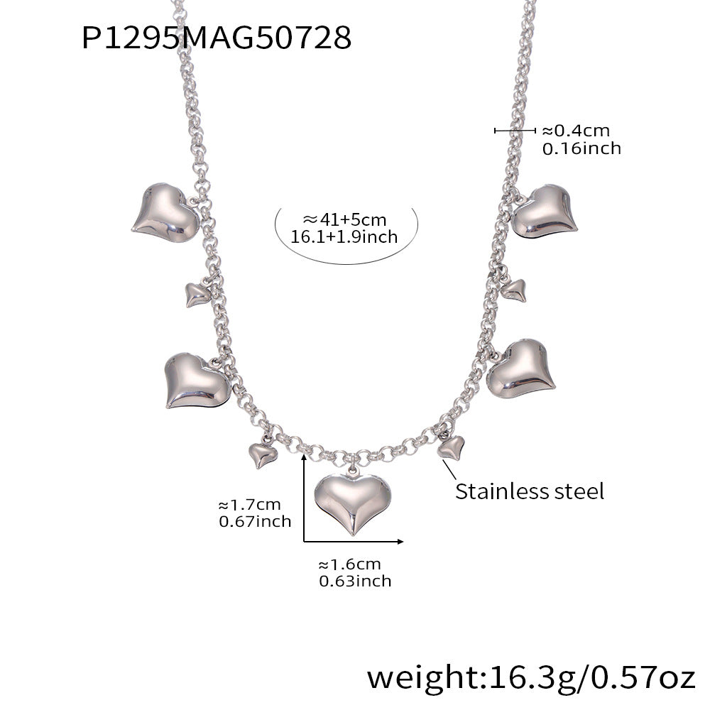 B廠【P1295】超閃5A鋯石字母愛心項鍊跨國時尚新款飾品不鏽鋼材質不掉色 25.08-1