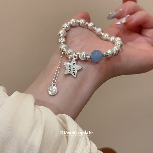 A廠【HB3961】星星花朵拉絲彈性手鍊甜美簡約小清新手環時尚高級感氣質手飾 25.05-4