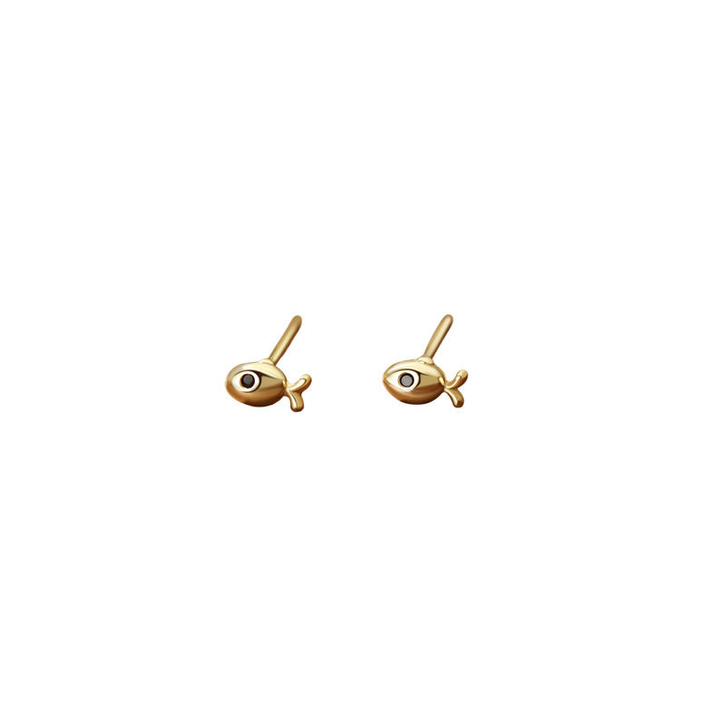 E廠【YC4034E】S999足銀小魚耳環可愛氣質輕奢甜美清新韓風韓式簡約耳飾 25.06-1