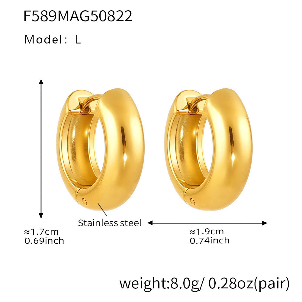 B廠【F589】歐美不鏽鋼精緻小巧時尚耳環簡約通勤百搭ins風耳飾鍍18k金 25.08-5