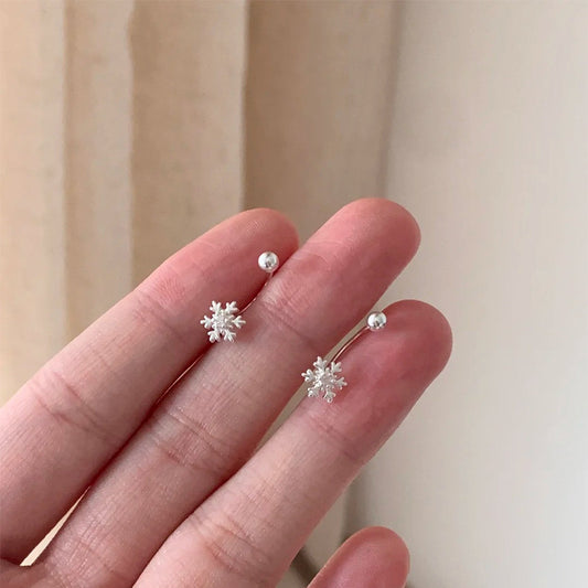 F廠【DQ10423E】足銀999ins精緻小眾雪花耳環女創意設計後掛式耳環氣質耳飾潮 25.05-2