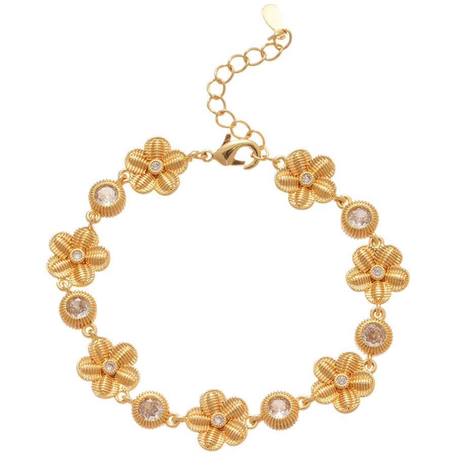 A廠【HB4783】歐美跨境鋯石花朵手鍊時尚簡約百搭氣質手環個性小眾設計感手飾女
 25.10-4