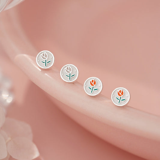 E廠【YC7639E】S999足銀鬱金香耳環文藝風氣質精緻溫柔韓風ins小眾耳飾 25.06-4