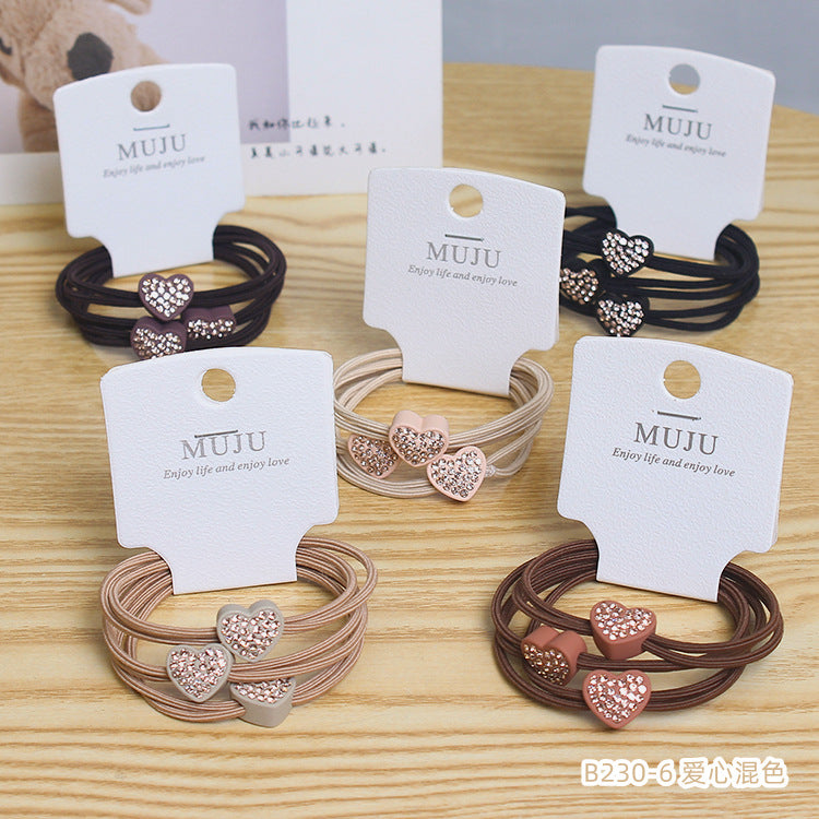 D廠【B230】輕奢風鑲鑽髮繩精美3條卡裝皮筋二合一高彈性髮頭繩 24.03-5「D廠-單筆結帳需滿,NT$600出貨(不含運費)」