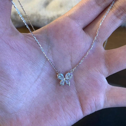 F廠【DQ1831N】精緻輕奢閃鑽蝴蝶項鍊女S925純銀氣質高級感鋯石鎖骨鏈清冷感 25.05-4