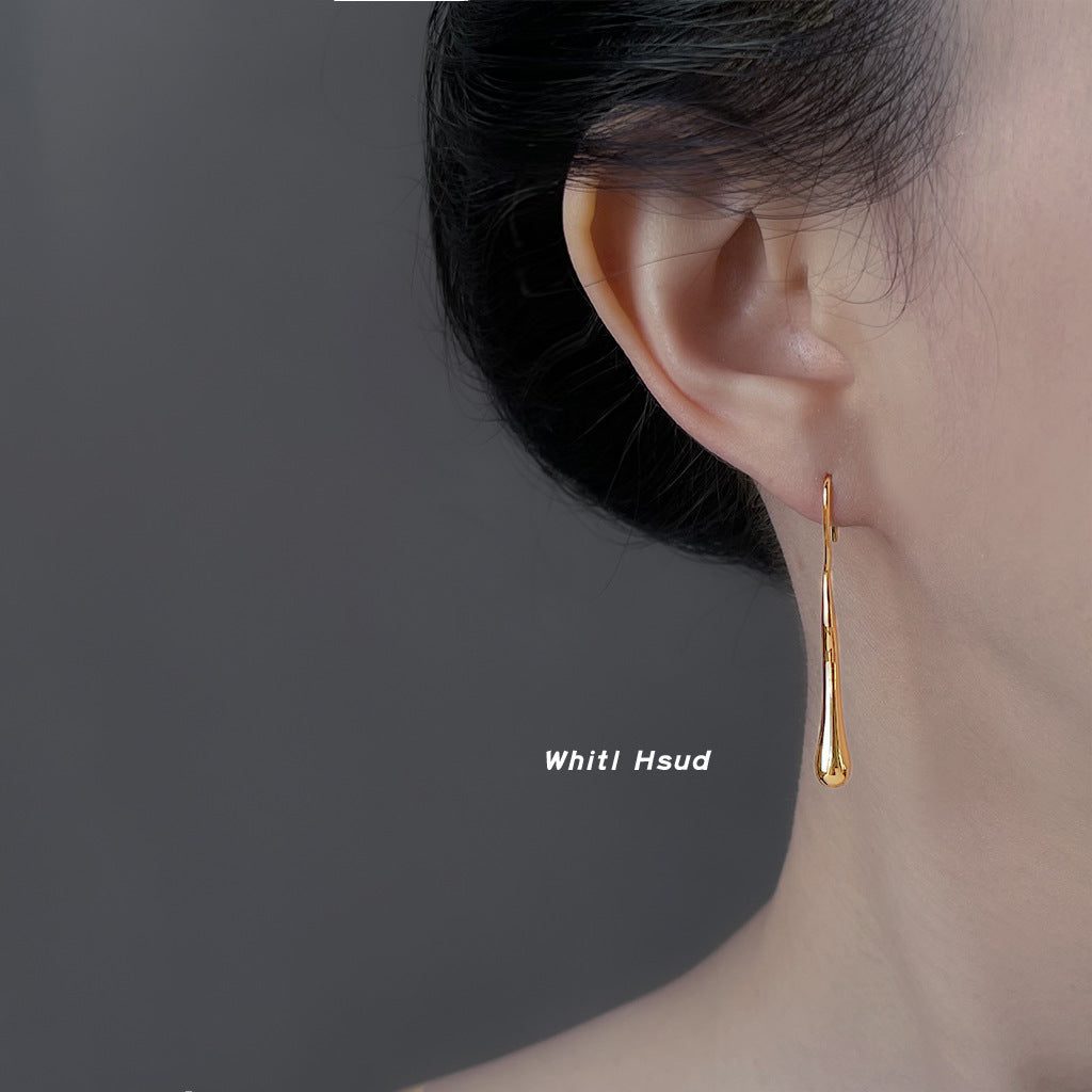 C廠【6919】時尚高級感電鍍14K簡約通勤輕奢風異形不規則長水滴耳飾 耳環女
 25.10-4