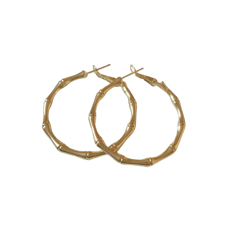 A廠【HE22817】925銀針金屬素圈竹節耳環耳環輕奢時尚氣質耳圈女耳飾小眾高級感 24.10-2