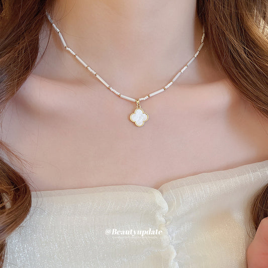 A廠【WN1563】醋酸板水晶串珠花朵吊墜項鍊時尚優雅氣質鎖骨鏈輕奢高級感頸鍊女
 25.10-3