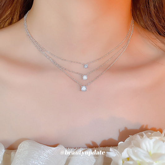 A廠【HN9823】超閃鋯石幾何圓形吊墜項鍊時尚簡約百搭氣質鎖骨鏈輕奢高級感頸鏈
 25.08-5