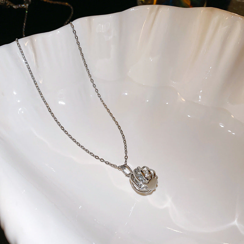 A廠【HN7653】歐美跨境鋯石圓球項鍊耳環套裝時尚百搭鎖骨鏈輕奢高級感飾品配件 24.11-1