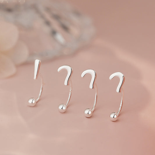 E廠【YC7028E】S999足銀問號感嘆號螺絲耳環個性設計感幾何簡約小眾耳飾 25.05-2