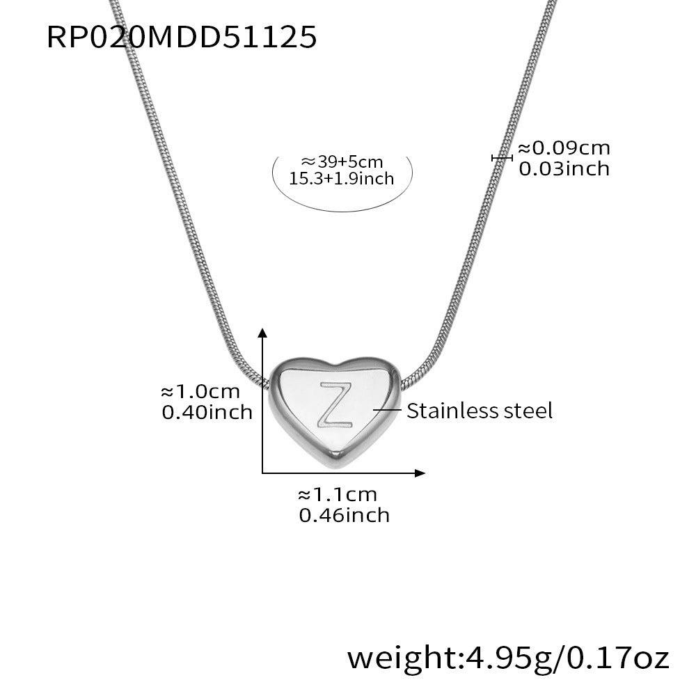 B廠【RP020】不銹鋼26字母愛心吊墜鎖骨項鍊歐美熱銷款時尚輕奢飾品鍍18k真金
25.12-1