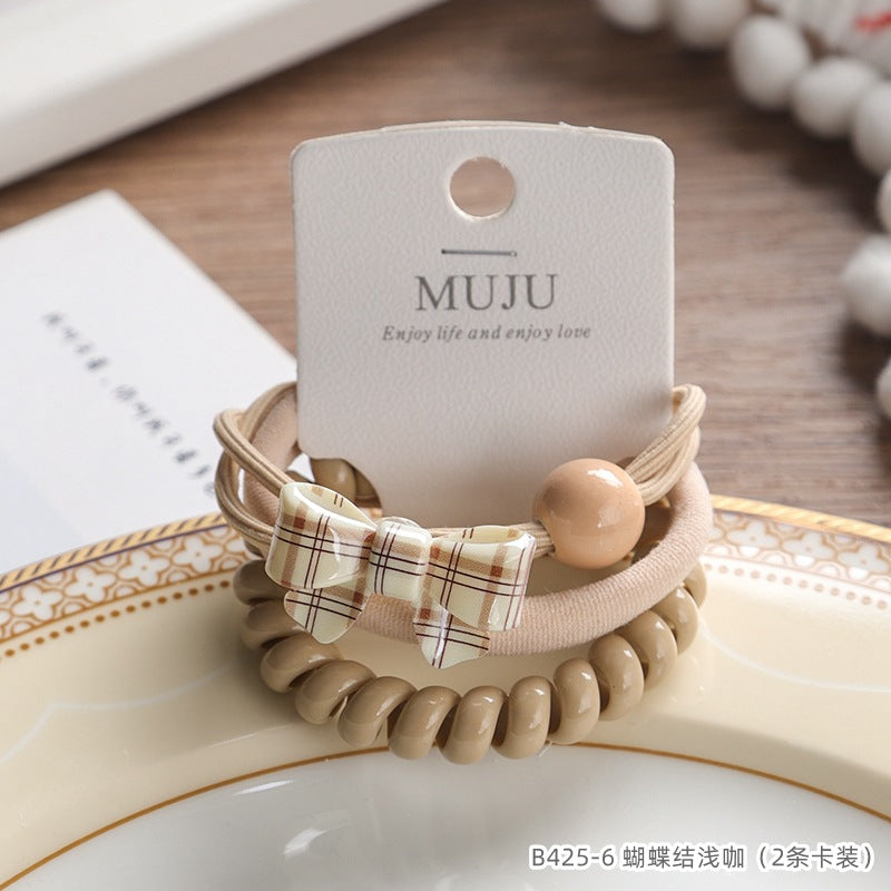 D廠【B425】3張卡片裝髮圈簡約咖色無痕頭繩高彈性無接縫毛巾圈皮筋高馬尾髮繩 24.12-3「D廠-單筆結帳需滿,NT$600出貨(不含運費)」