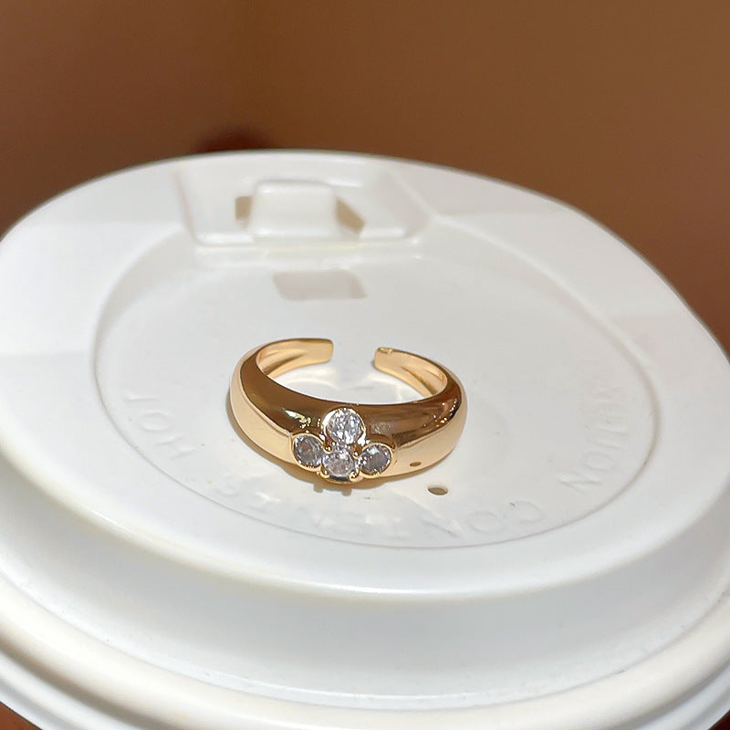 A廠【HR2437】真金電鍍鋯石橢圓開口戒指女小眾時尚輕奢手環小眾百搭設計手飾女 25.01-4