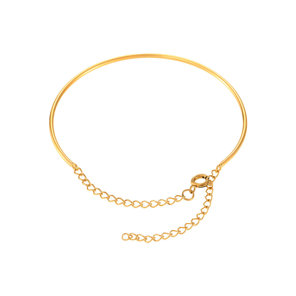 B廠【E593】歐美時尚簡約設計百搭手鍊ins跨國手飾不鏽鋼鍍18k金不掉色 25.03-1