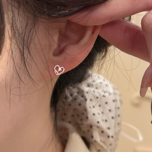 F廠【XDQ10751E】玫瑰之心S999純銀耳環女小清新氣質百搭款耳環甜美可愛耳環品
 25.10-5