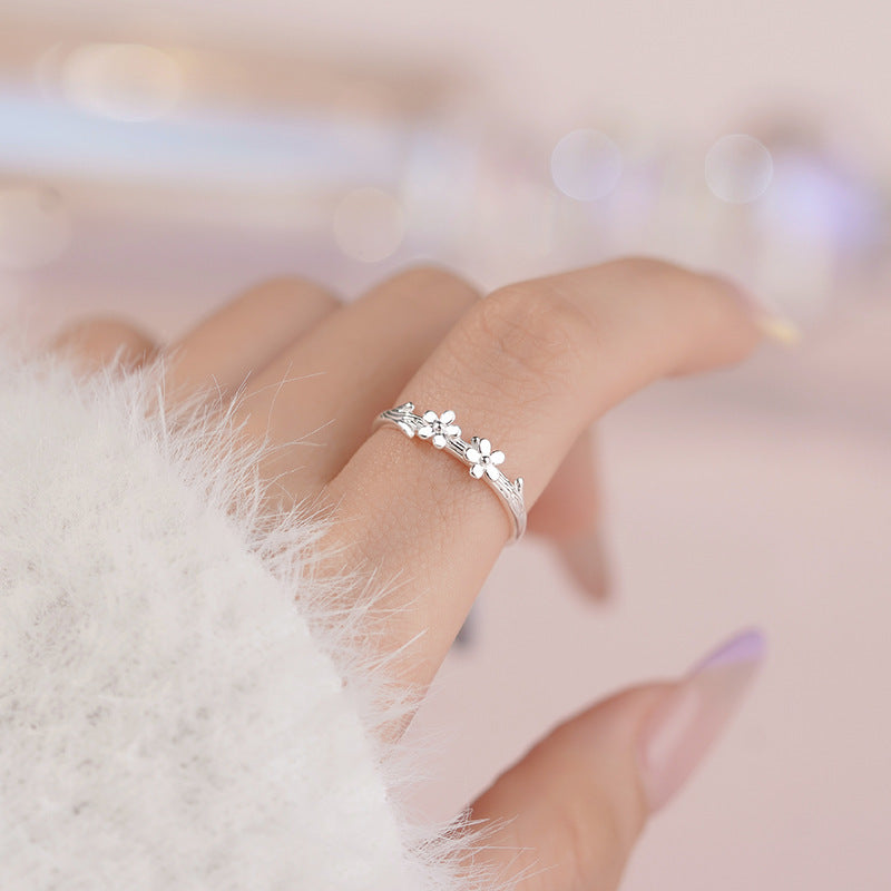 E廠【YC5191R】S999足銀碎花戒指清新韓風氣質簡約森系甜美文藝小眾手飾 25.06-4