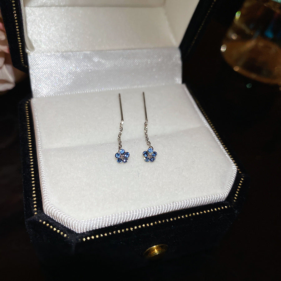 A廠【HE25465】925銀針鑲鑽花朵流蘇耳線小巧精緻耳環輕奢高級感時尚百搭耳飾女小眾 25.03-4