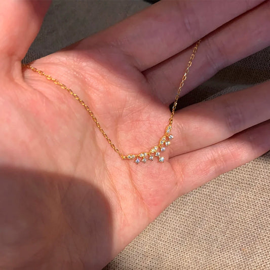 F廠【DQ0025N】法式輕奢爆閃滿天星項鍊女S925純銀輕奢設計感mini鋯石鎖骨鏈
 25.10-3